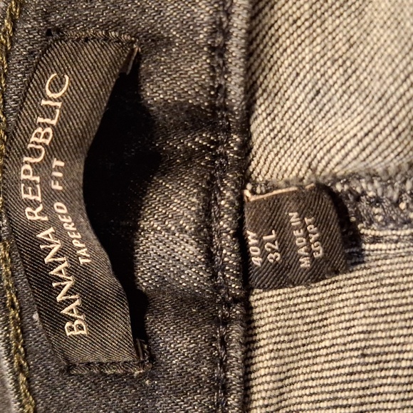 Banana Republic Jeans Mens 40x32 Black Wash Cotton Blend Stretch Tapered Fit - Picture 6 of 7